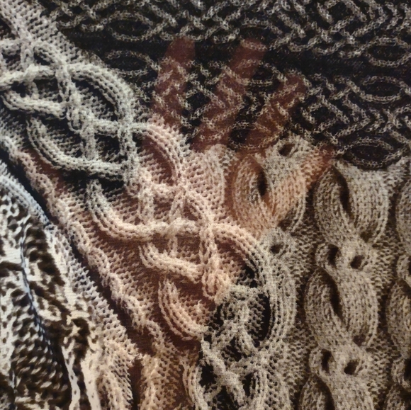 Vivienne Tam Mesh Long Sleeve Top Trompe L'Oeil Cable Knit Print Lined - Picture 8 of 15